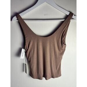 Babaton Womens Mauve Ribbed Crop‎ Stretch Scoop Neck Top Capsule Piece Size M